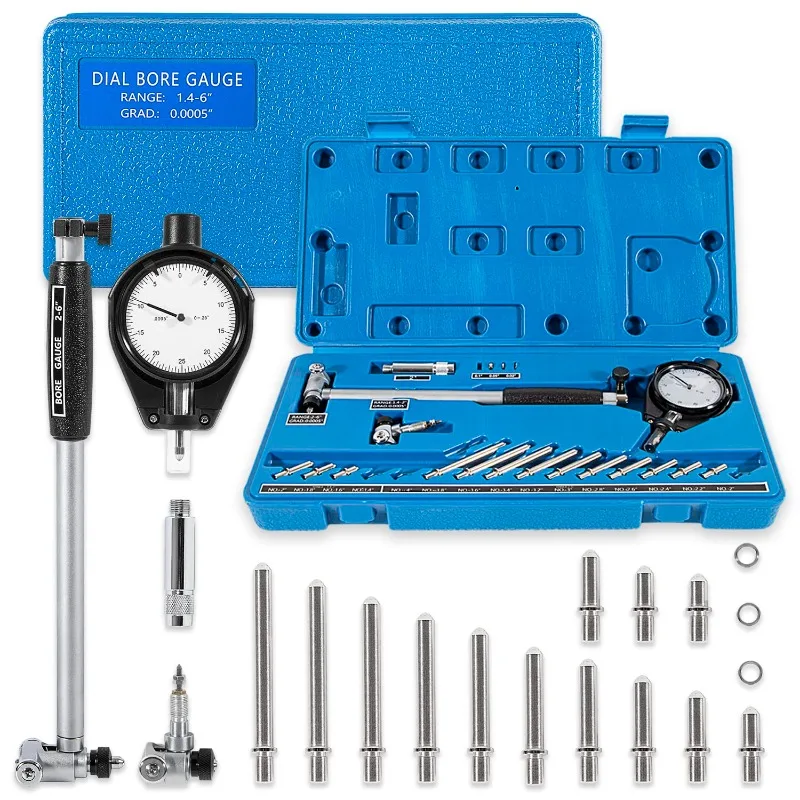 

Gauge Measurement Tool Extender Cylinder Dial Bore Gage Set with 1.4-6" Measuring Range Measuring Depth ortable Case