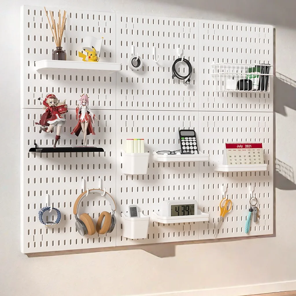 Nordic Pegboard ścienny Organizer akcesoria regał regał kuchenne panele garażowe stojak drzwi stojak DIY uchwyt do przechowywania perforowany