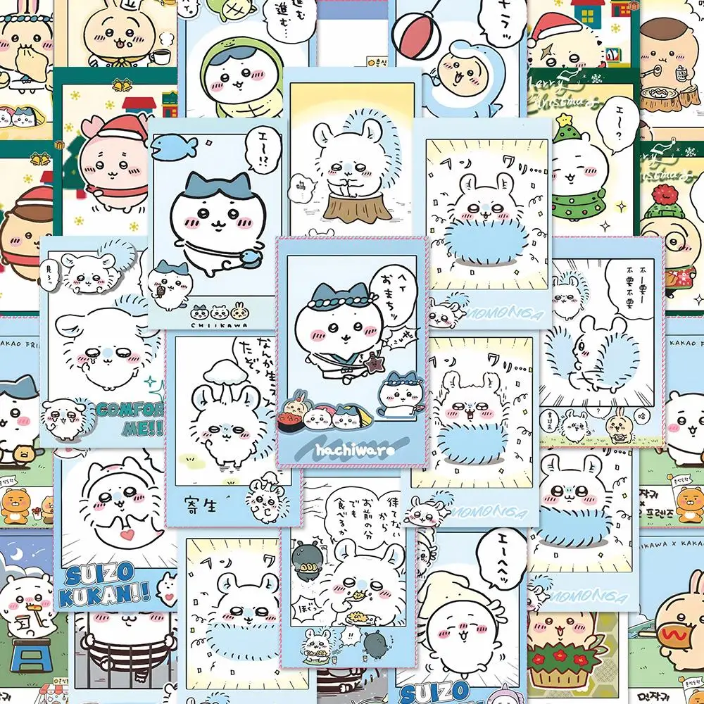 Chiikawa Hachiware Usagi การ์ดขนาดเล็กสติกเกอร์โทรศัพท์มือถือตู้เย็นเครื่องใช้ในบ้านน่ารักสร้างสรรค์ DIY การ์ตูน
