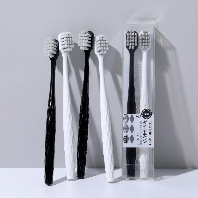 

Бактериостатическая зубная щетка с мягкой щетиной, премиум-класс, 2 шт., с ионами серебра, для домашнего использования, для пары