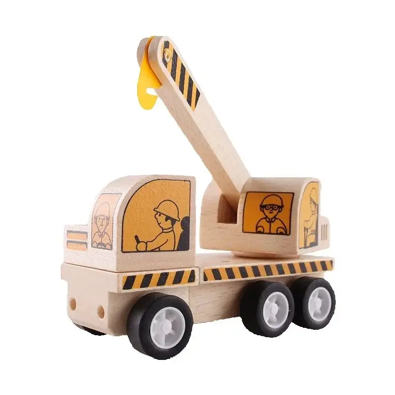 Educatieve houten bouwvoertuig speelgoedset voor kinderen DIY-montage traagheidsvrachtwagen graafmachine mixer roller dumper