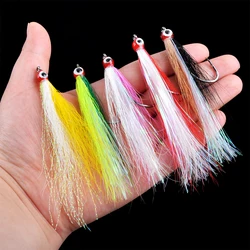 5Pcs Bucktail Teasers Fishing Hooks High Carbon Steel Steelhead Minnow Fly Fishing Flies Lure for Salmon Trout Bass