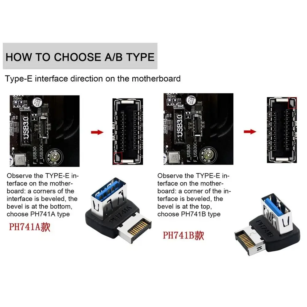 

Высокоскоростной адаптер материнской платы USB 3.1, 10 Гбит/с, разъем типа E «папа» на USB-A «мама», внутренний адаптер для настольного компьютера