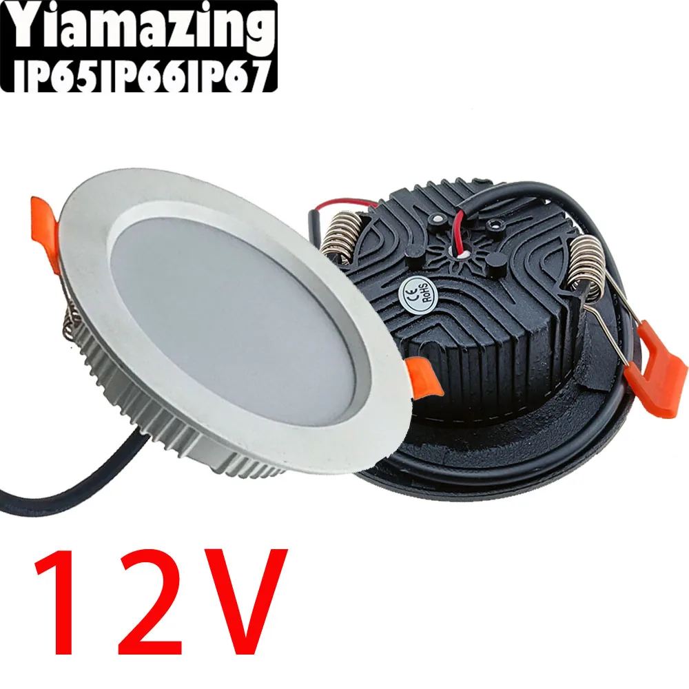 DC 12V LED Downlight IP65 IP66 IP67 Outdoor Waterproof Dimmable 6W 9W 12W Kitchen Bathroom Toilet Eaves Ceiling Lamp Spot Light