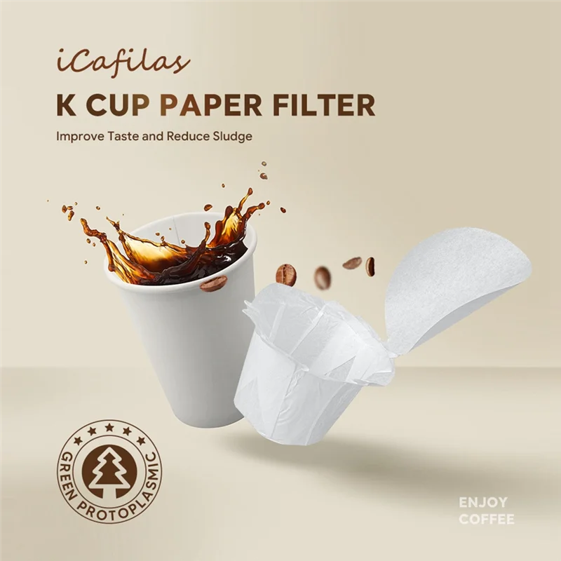 150PCS Coffee Filter Paper Cup Food Grade Filter Paper Holder Coffee Machine Paper Filter Capsule K Cup with Cover