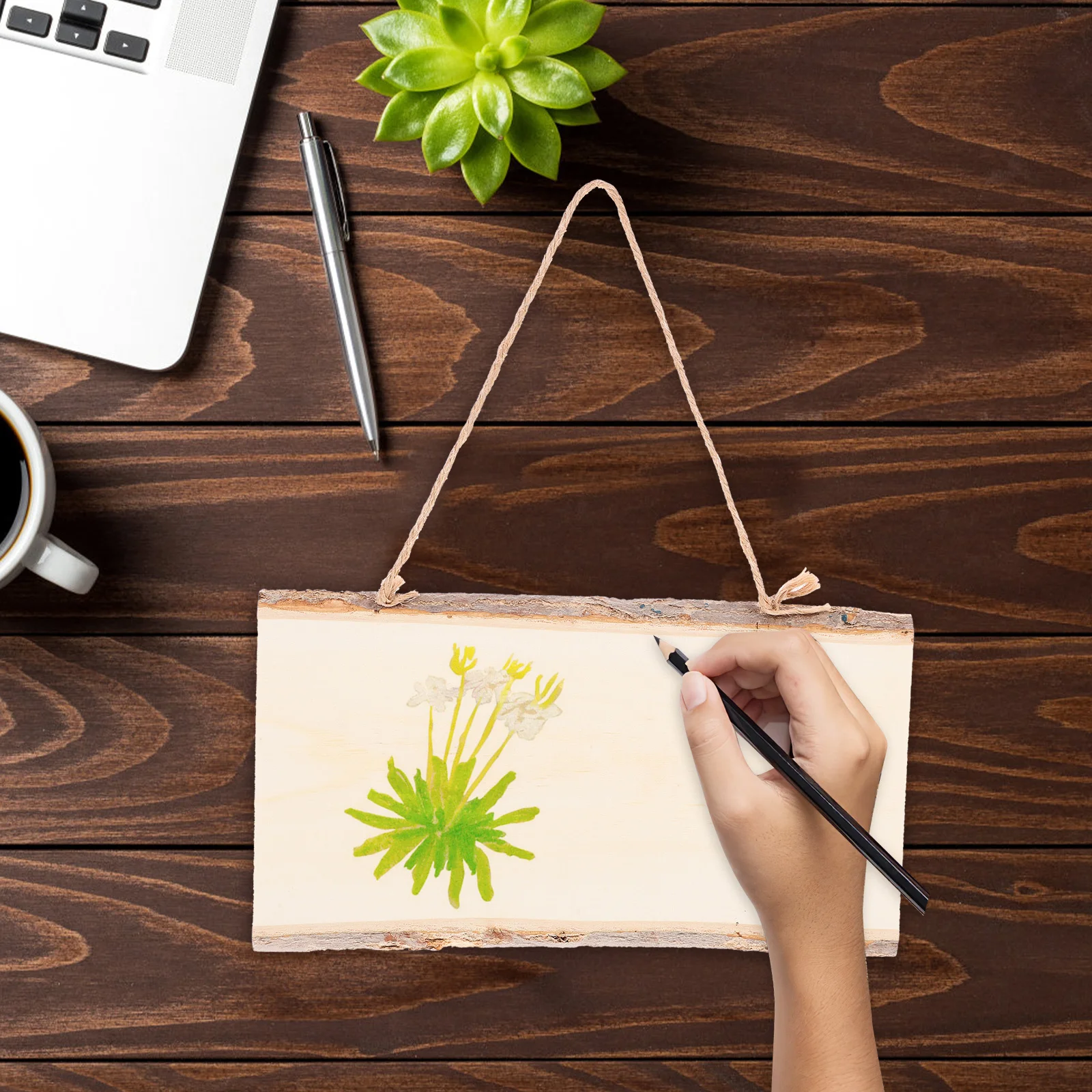 

2Pcs Wooden Board Hanging Blank DIY Message Board 14x25cm Solid Color Wall Pendant Decor for Home Cafe Bar Shop