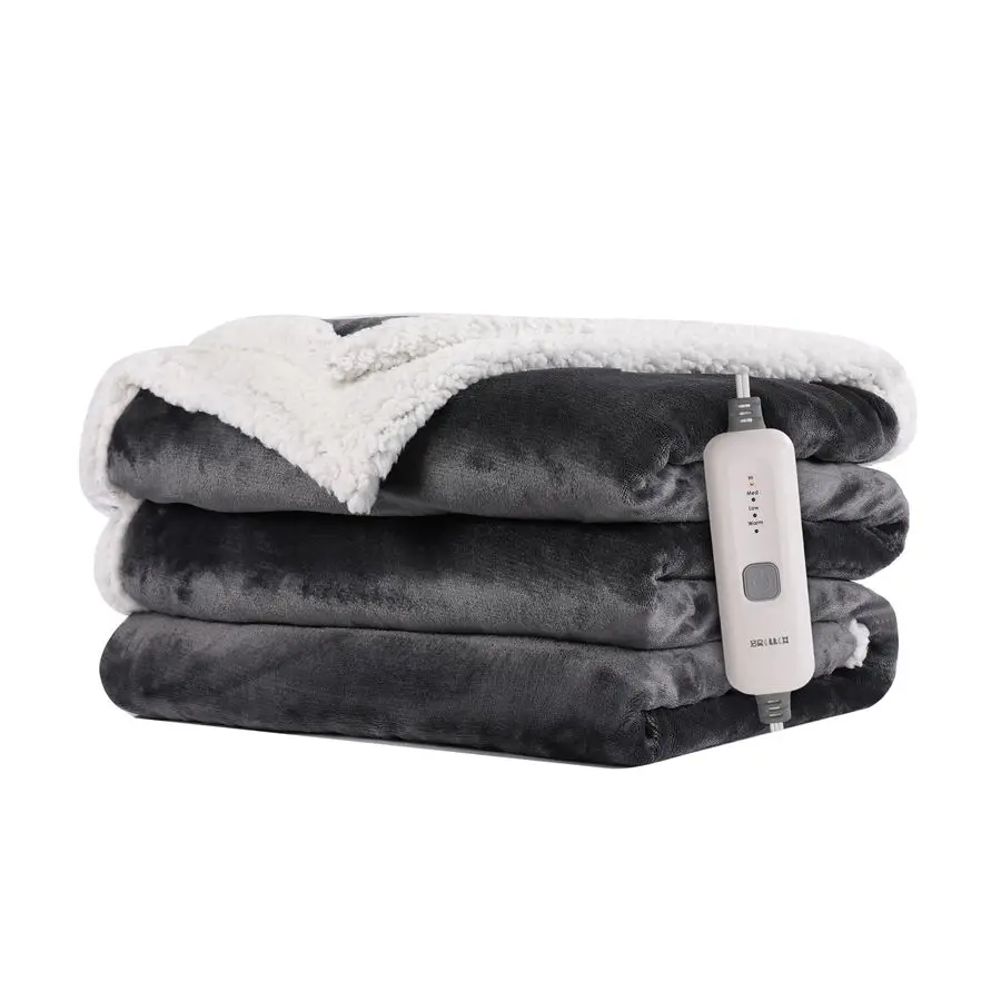 

Одеяло с подогревом, полный размер 72x84, фланелевое одеяло с феррическим усилителем Шерпа, 4 уровня нагрева, 10 часов, автоматическое отключение, быстрый нагрев, уютное и удобное, теплое