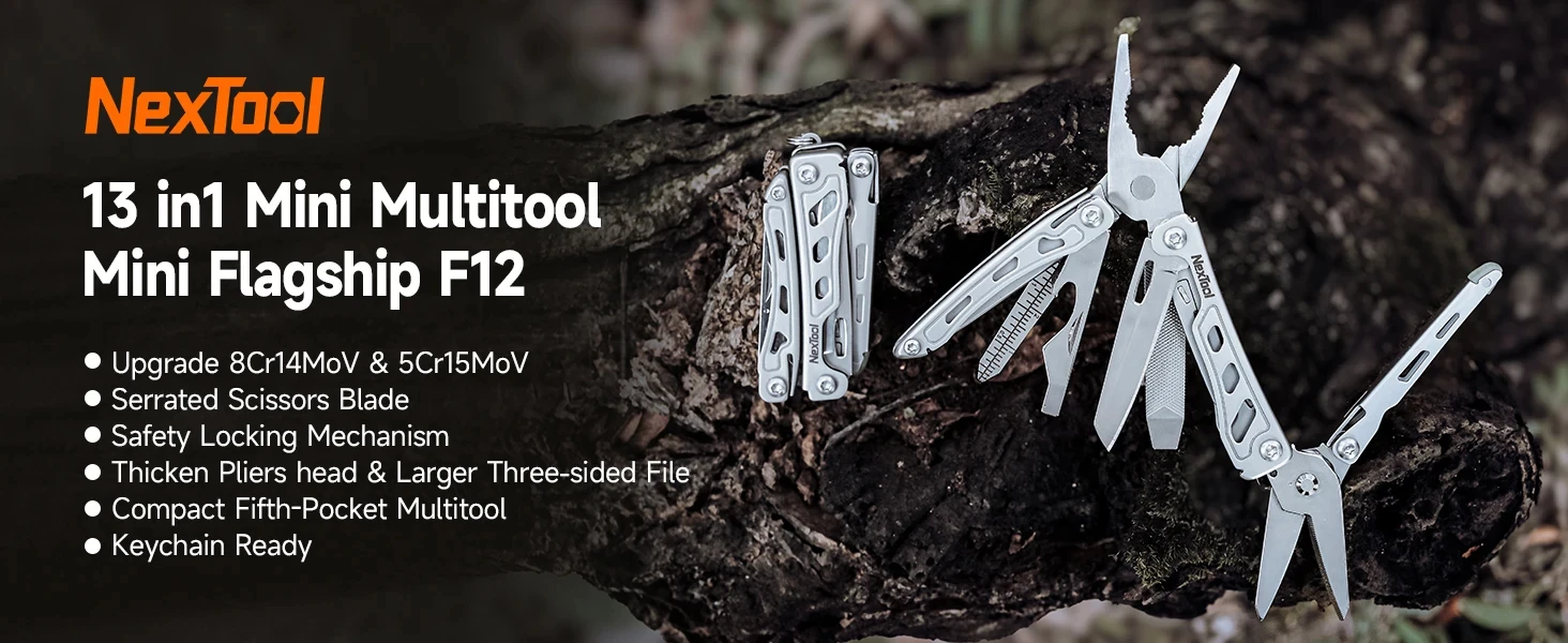 NexTool Schlüsselanhänger Mini Flagship F12 Klappbares Multitool 13 in 1 Schraubendreher Zange Feile Lineal Flaschenöffner Schere EDC Handwerkzeug – Detail 1