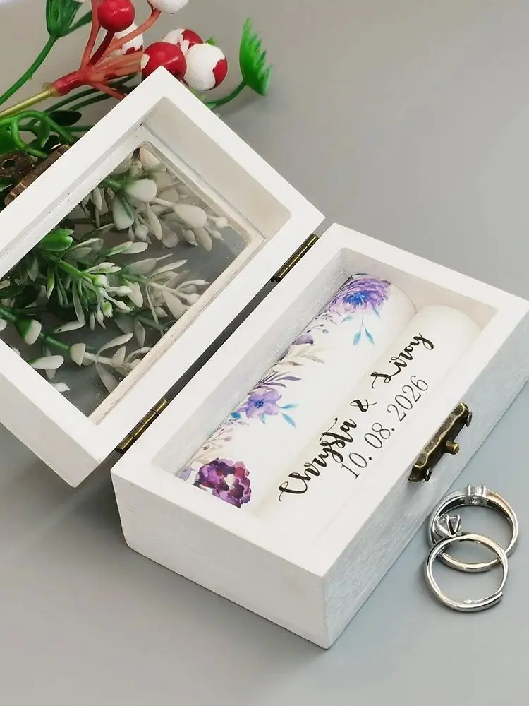 Boîte à bagues de mariage personnalisée, boîte à bagues de cérémonie de mariage personnalisée, boîte à bagues avec nom personnalisé