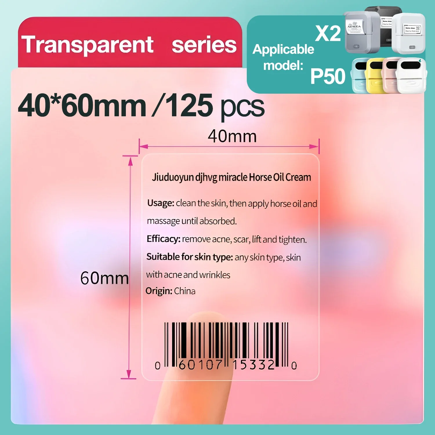 Weiße/farbige/transparente Thermoetiketten, Aufkleber, selbstklebende Papierrollen-Druckeretiketten für den tragbaren Drucker MARKLIFE X2