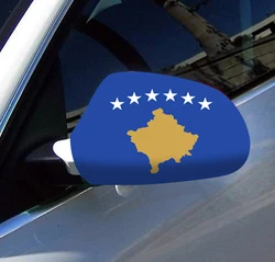 Directly Delivery 2 Pcs Free Size Four-way stretch fabric Kosovo Flags Car Mirror Cover