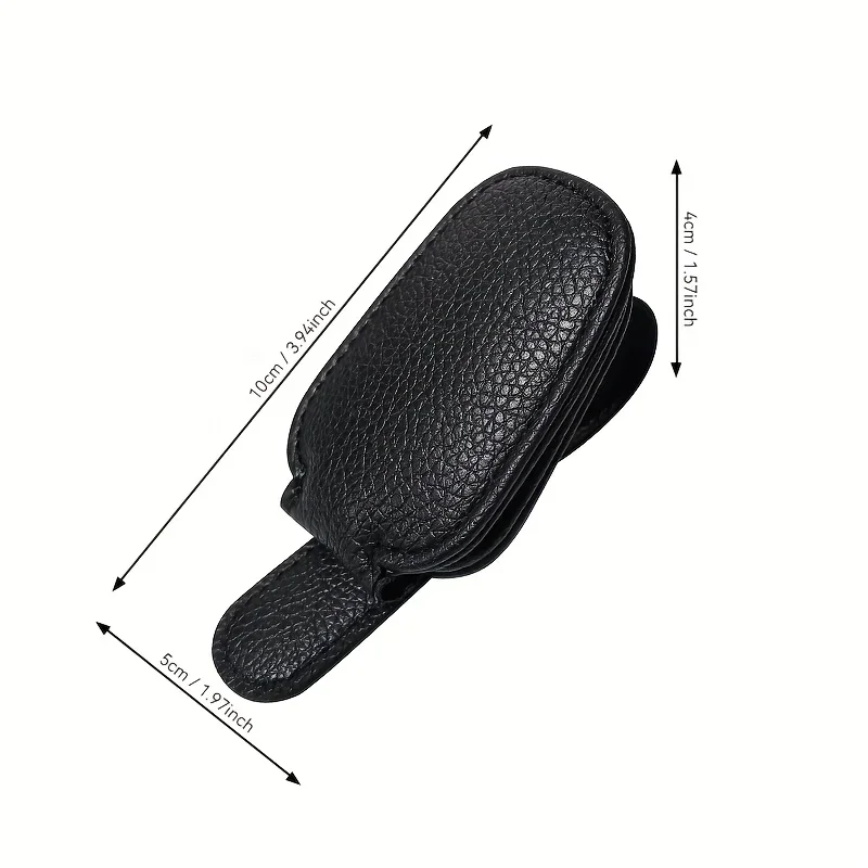 Car Sunglasses Holder, Magnetic Leather Glasses Clip for Sun Visor, Universal Car Eyeglasses Mount,Rv Litchi-Pattern Accessories