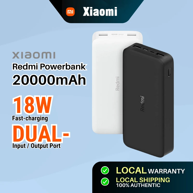 

Original Xiaomi Redmi Power Bank 20000mAh PD 18W Fast Charger USB Type C Fast Charging Portable Large Capacity External Battery