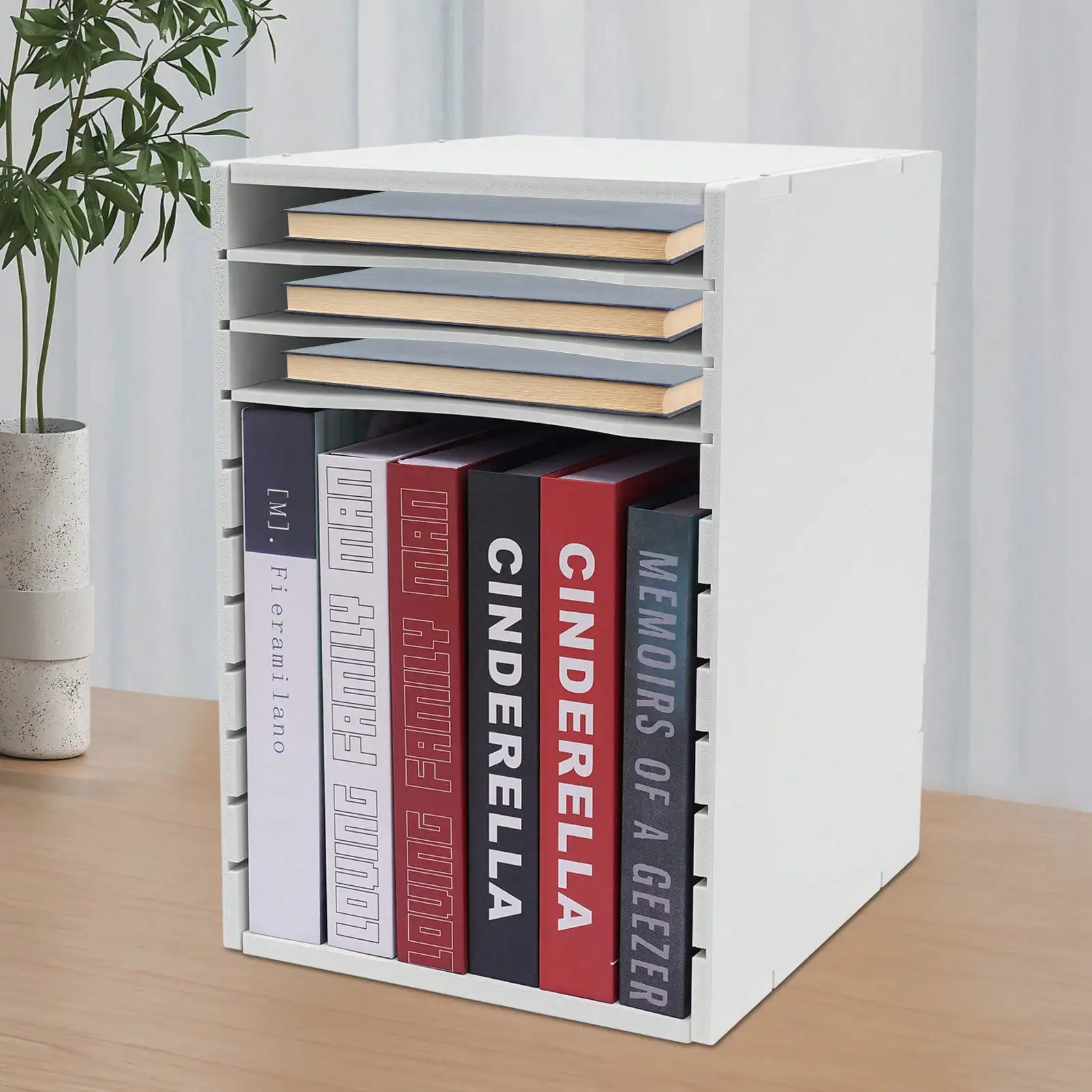 

Vertical Desktop File Organizer, 11 Compartment Letter Size Shelves - White Office & Home Desk Organizer For Paper, Mail, Documents | DIY Design, Removable Dividers, Space Saving, 11-Tier Desk Organizer, Vertical Paper Sorter For Office & Home - White Let