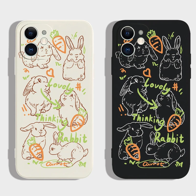 Lovely Rabbit Soft Liquid Silicone Case for OnePlus 8 8T 9 9T 10 Pro 9R 9RT Nord One Plus 1+9R 1+8 1+8T 1+10Pro Back Cover Funda