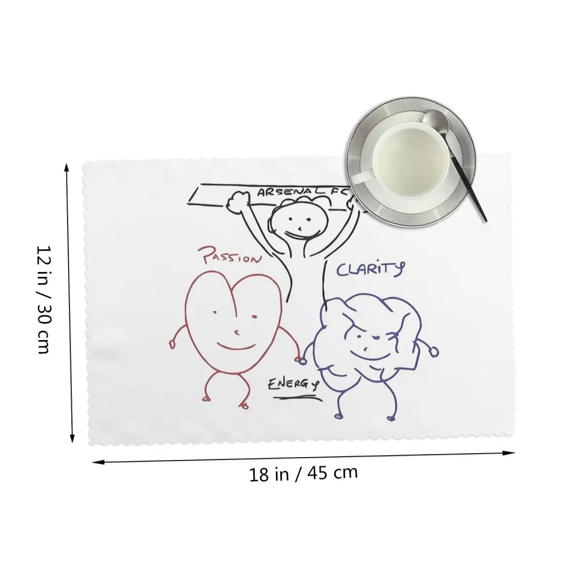 Arteta's Passion وضوح وطاقة السبورة البيضاء رسم تحديد الموقع قابل للغسل لوحة حصيرة لطاولة الطعام وعاء كوستر ديكور المنزل #2