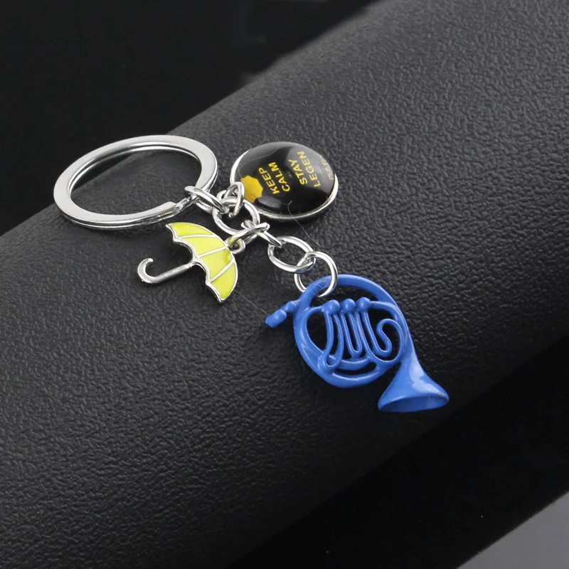 Movie Himym Keychain How I Met Your Mother Keyrings Yellow Umbrella Blue French Horn Pendant Keychain