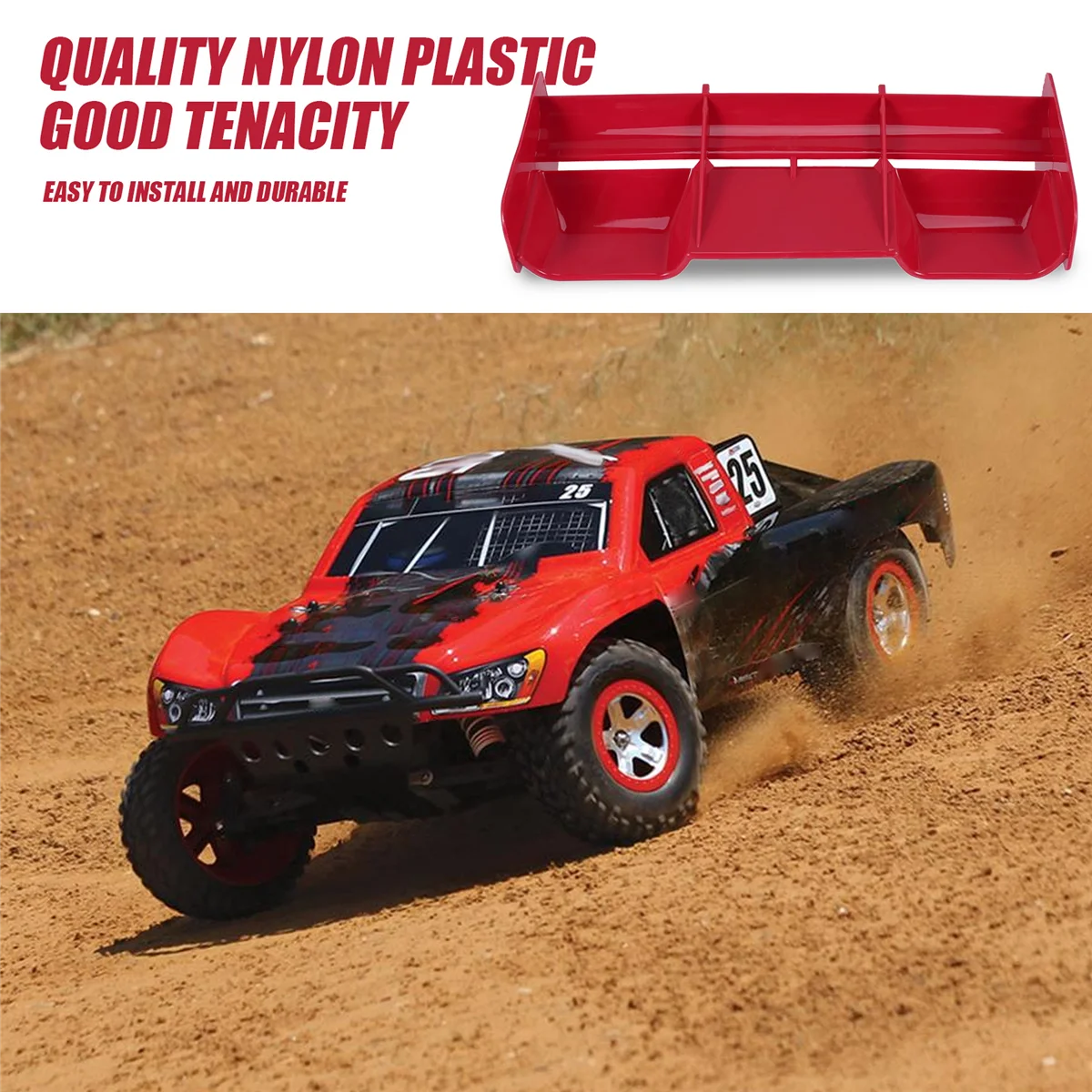 BAAA-1:8 عربات التي تجرها الدواب RC سيارات RC البلاستيك النايلون الذيل الجناح ل 1/8 مقياس نيترو الكهربائية بالطاقة على الطرق الوعرة عربات التي تجرها الدواب عن بعد، أحمر