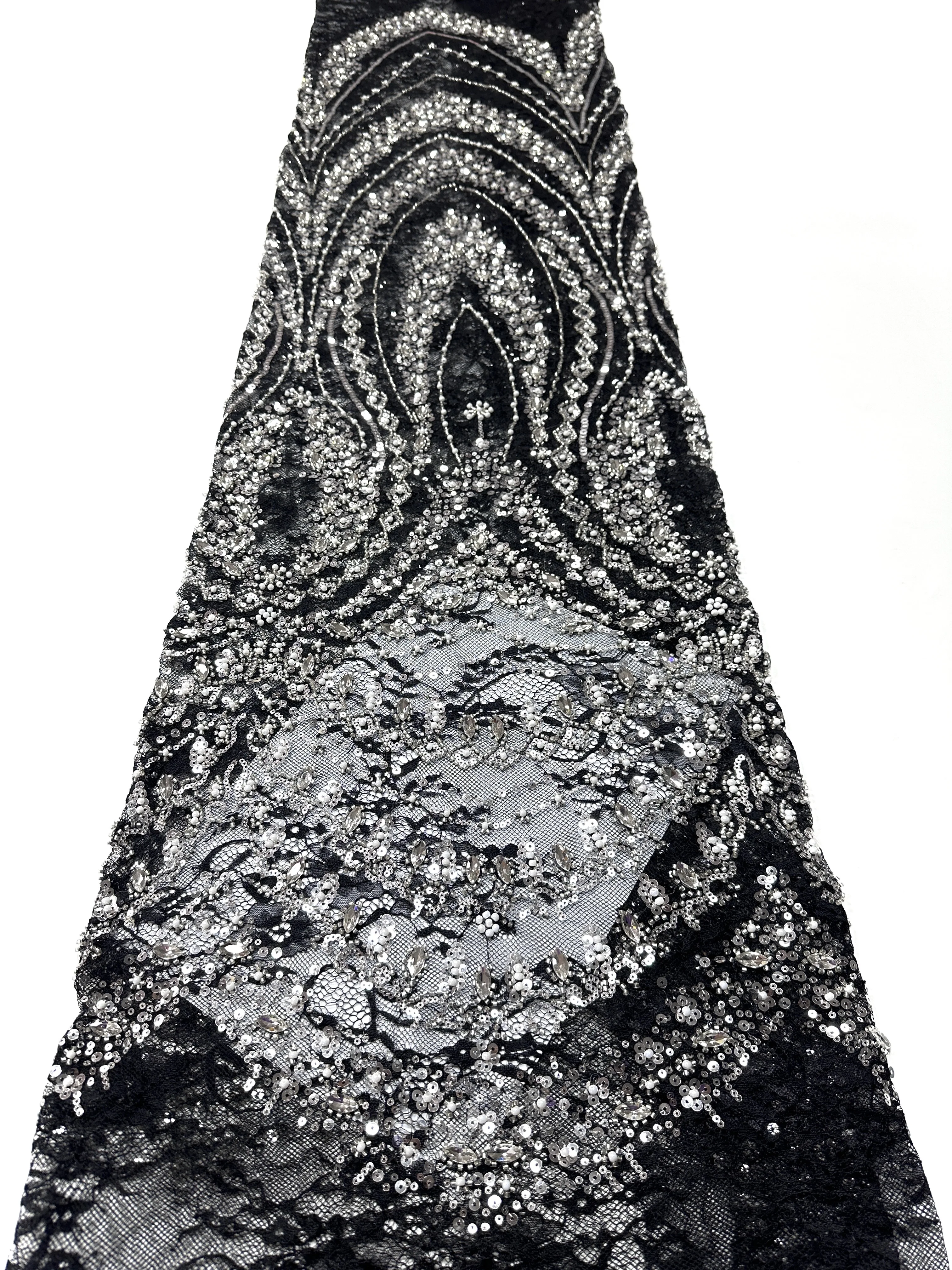 2026-black-african-nigeria-high-quality-sequins-tulle-lace-fabric-embroidery-wedding-party-guipure-dress-beads-stone-5-yards