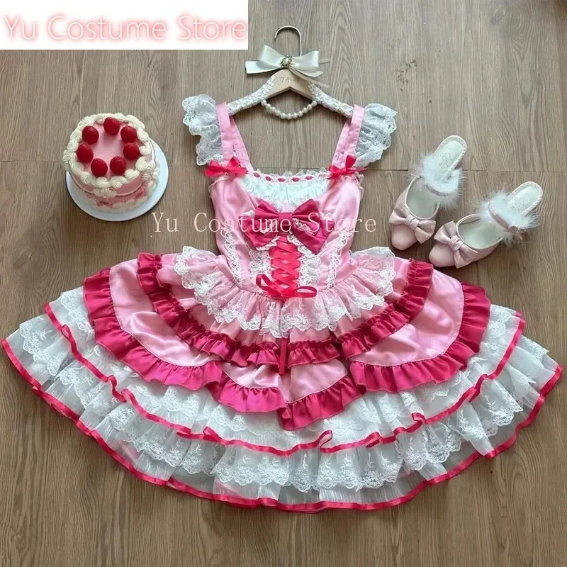 

CyJapanese Sweet Lolita Jsk Dress Women Kawaii Lace Ruffles Bow Bandage Slim Princess Dresses Girls Y2k Cute Tea Party Mini 2025