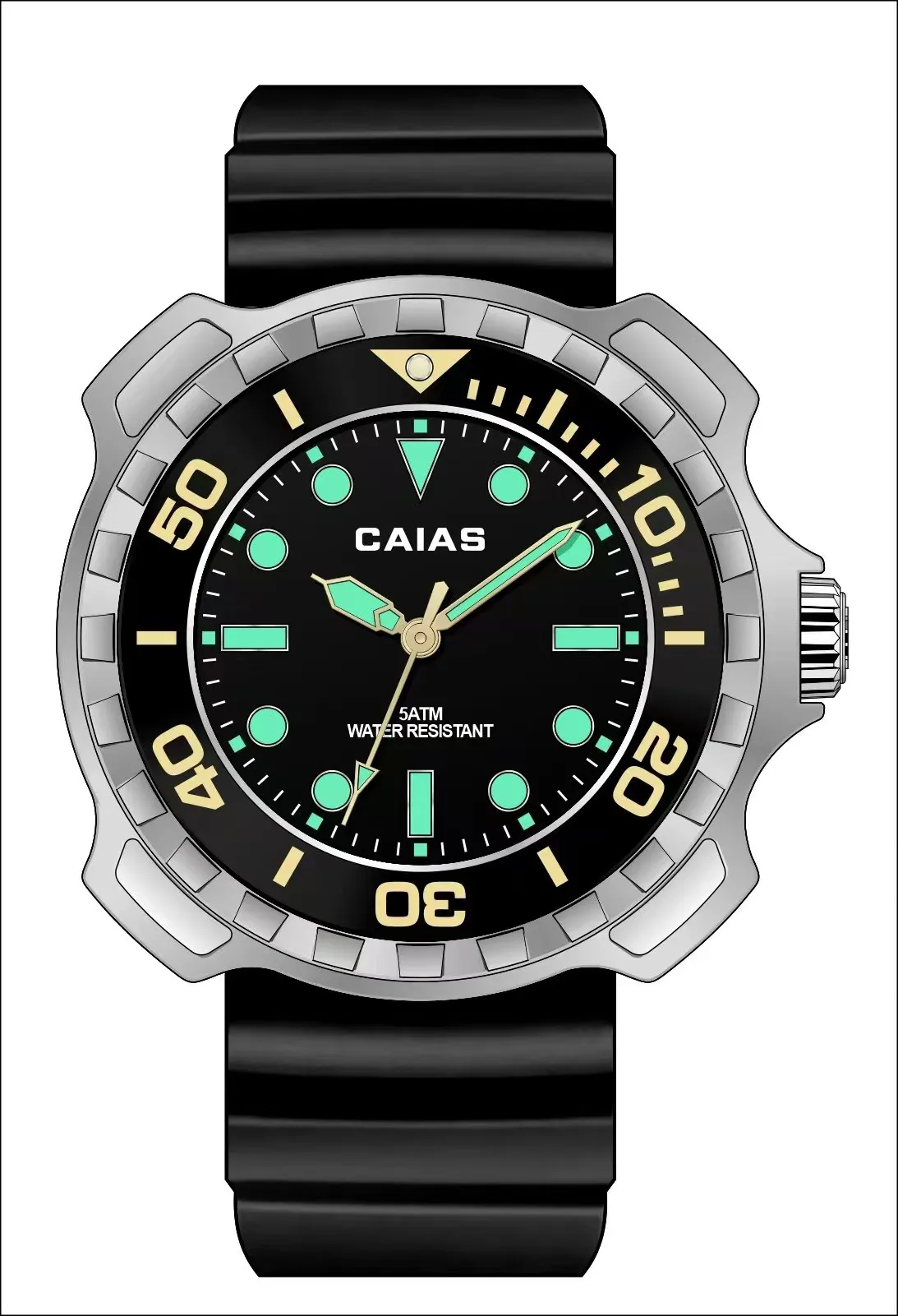 

CAIAS Unisex Sports Quartz Watch with World Time, Square Case, Ultra-Thin Design, Oak Series, Alloy Strap