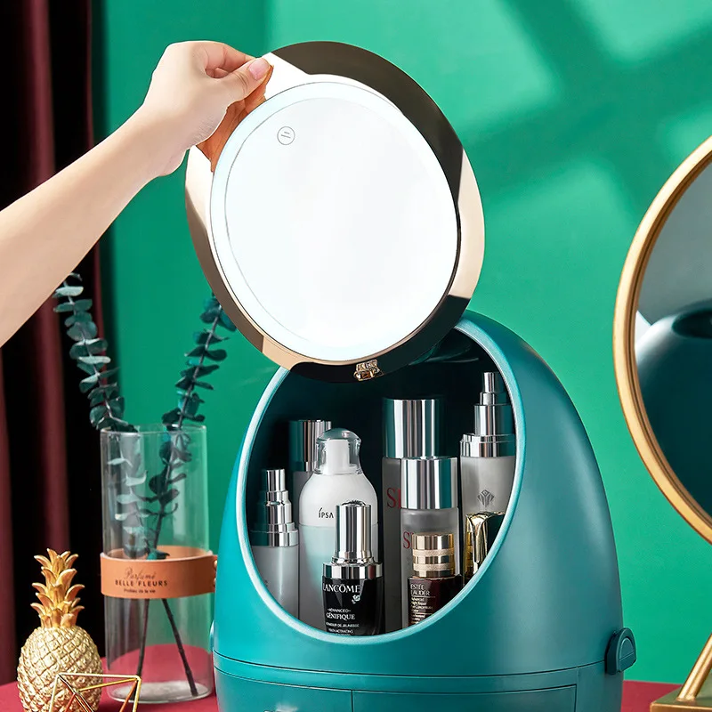 Make-Up Organizer Cosmetische Opbergdoos Met Led Licht Grote Capaciteit Case Stofdichte Lade Make-Up Opbergdoos Met Spiegel