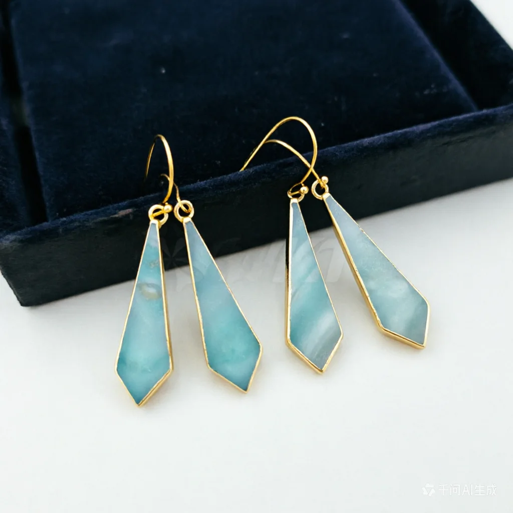 WT-E377 Wholesale natural green TianHe stone earrings with gold plating tie shaped Amazonite earrings jewelry for women Jewelry