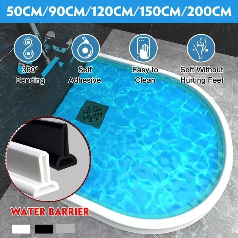 

Силиконовая удерживающая полоса для воды, гибкая нижняя уплотнительная лента для двери ванной комнаты, кухонная раковина, раковина, плита, пробка для воды, уплотнительная фурнитура