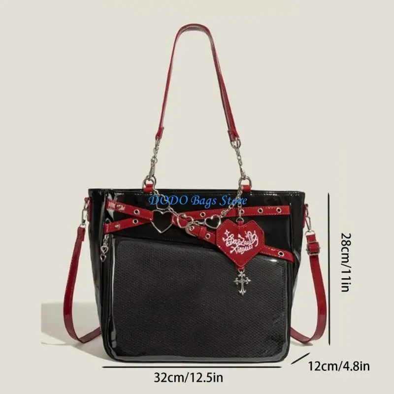 حقيبة كتف على شكل سلسلة قلب وحقيبة ثقافة الرسوم المتحركة اليابانية مع حزام قابل للتعديل للديكور الفريد والاستخدام اليومي #6