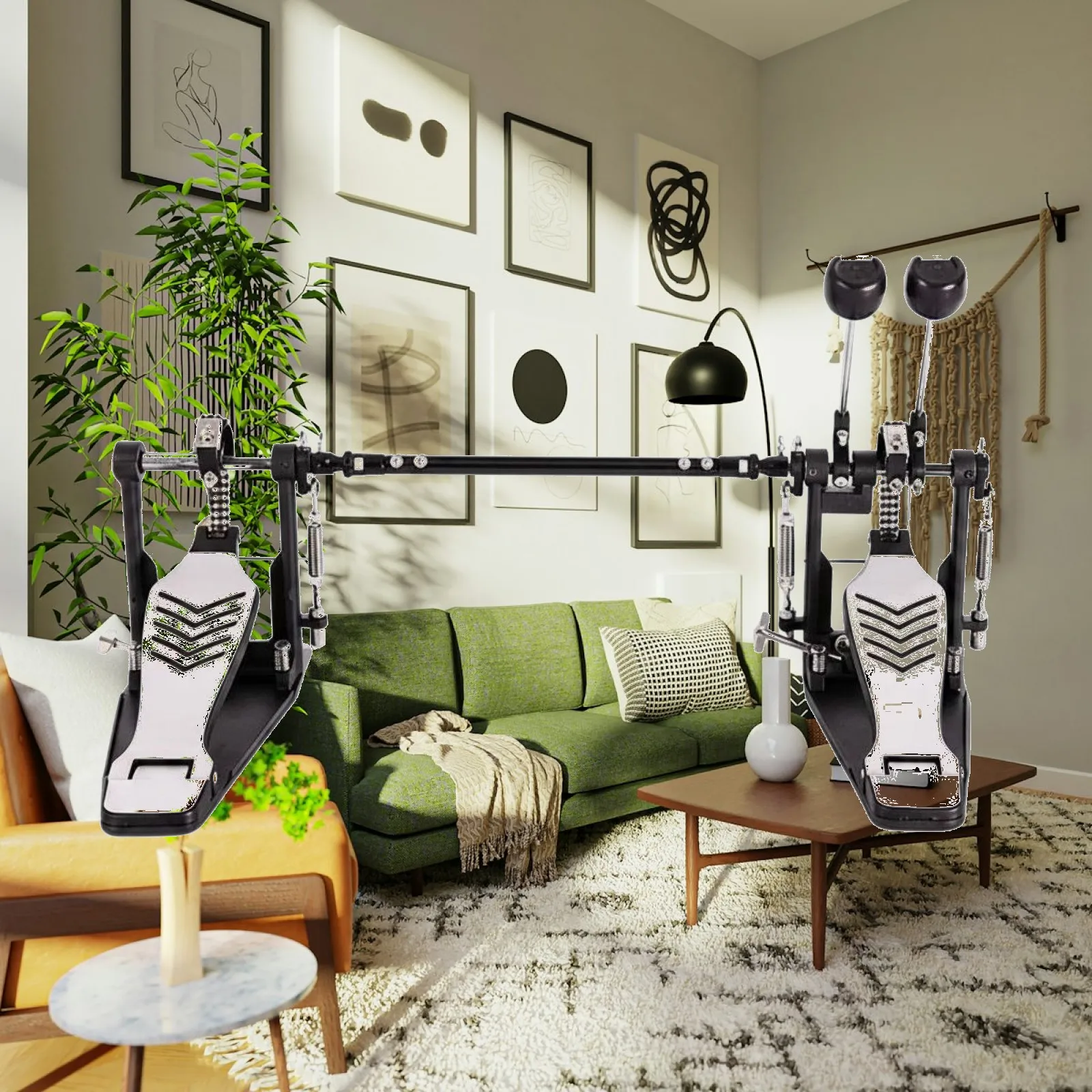 Double Pedal Bass Drum Offset Cam Wheel Rhythm Drum Machine for Developing Double Strokes and Timing