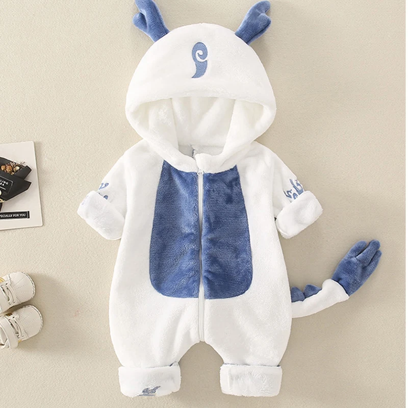 Baby Warm One-piece Clothes Newborn  Hooded Coats Baby Crawling Casual clothes thick Cute Clothes out Wear