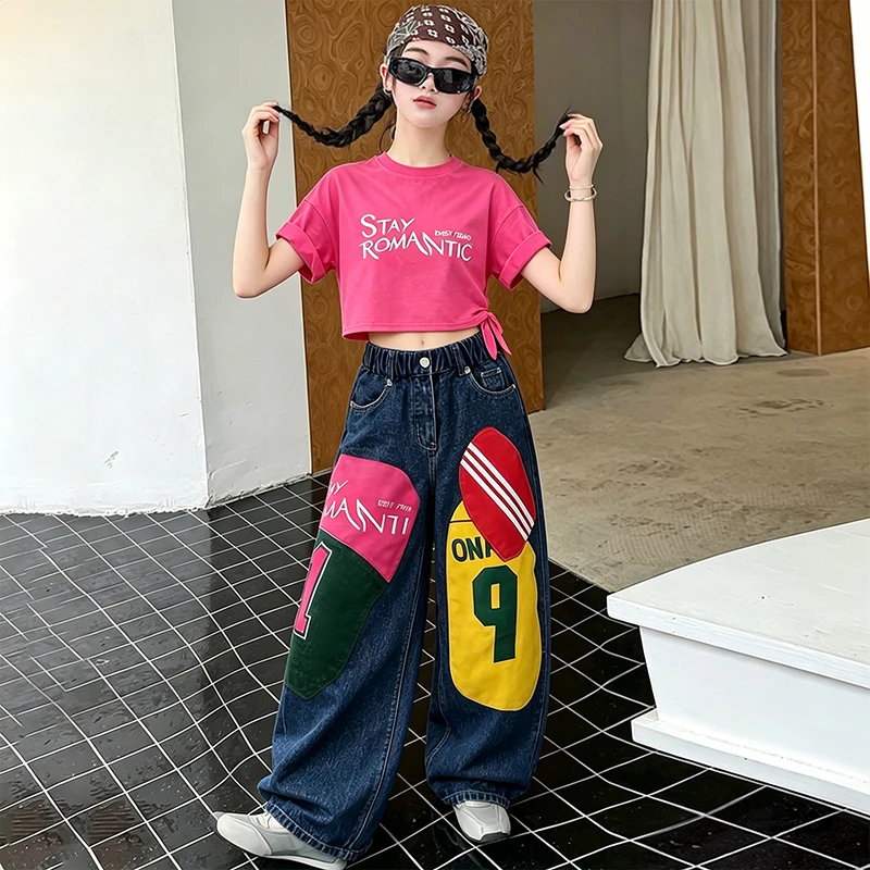 

2026 Summer Children's Jeans Autumn Thin Style Girls' Cotton Wide Leg Shorts Printed Spring Boys' Sports Shorts