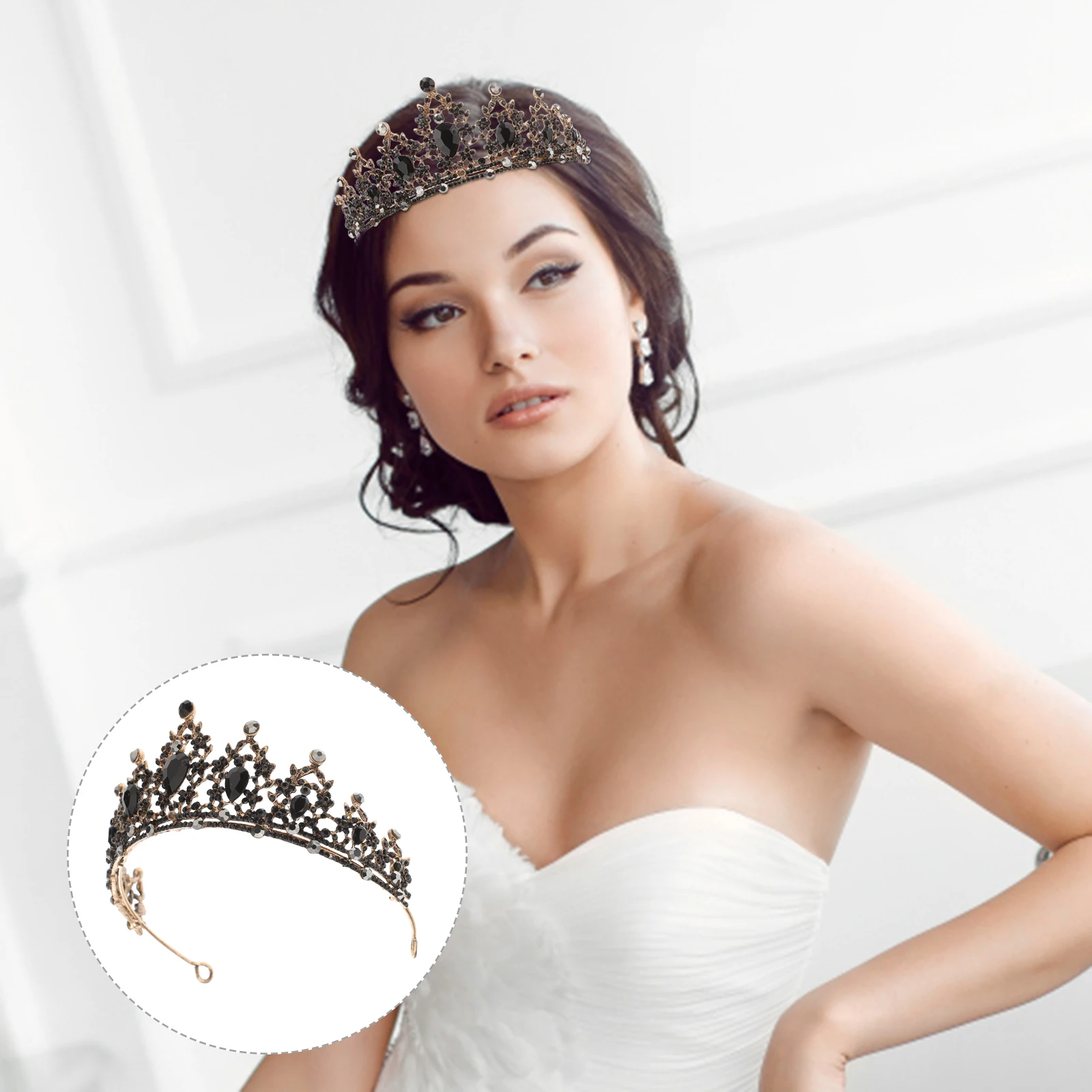 

Vintage Bridal Headdress Crystal Wedding Headband Birthday Headgear Alloy Crown Retro Baroque Styled Rhinestone Hair Accessories