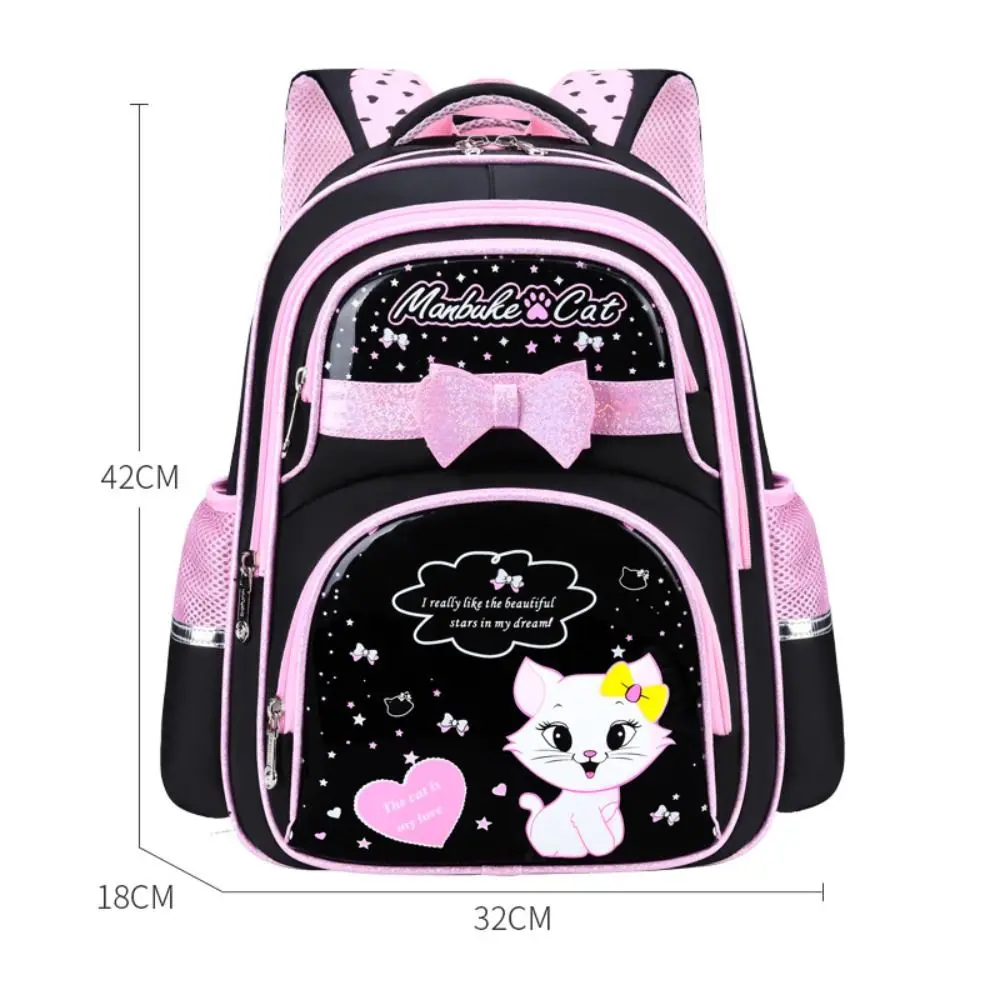 Korean Style Girls School Bag Small Cat Bowknot Cartoon Backpack 6-12 Years Princess Kindergarten School Bag