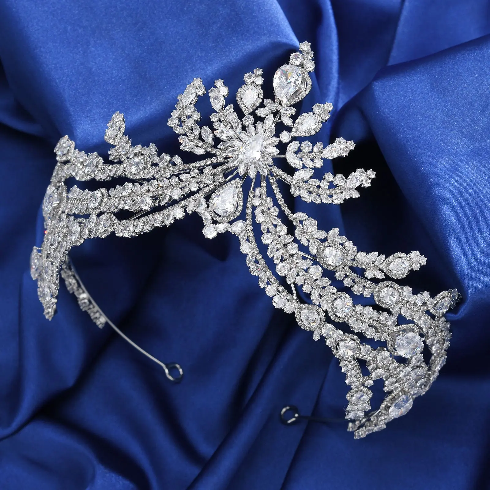 Baroque Queen Crowns For Wedding Headdress Zirconia CZ Bridal Tiara Crown For Pageant Women DiademWedding Hair Jewelry Headpiece