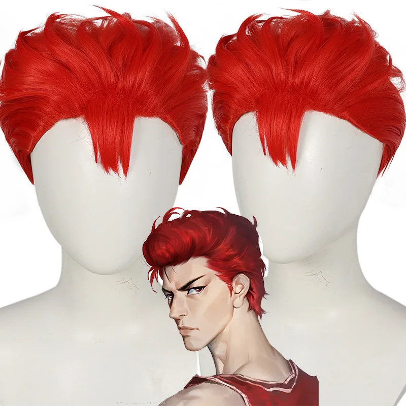 Anime Sakuragi Hanamichi Cosplay Wigs Orange Mixed Short Men Women Halloween Cos Party Play Role + Wig Cap Cosplay Costume