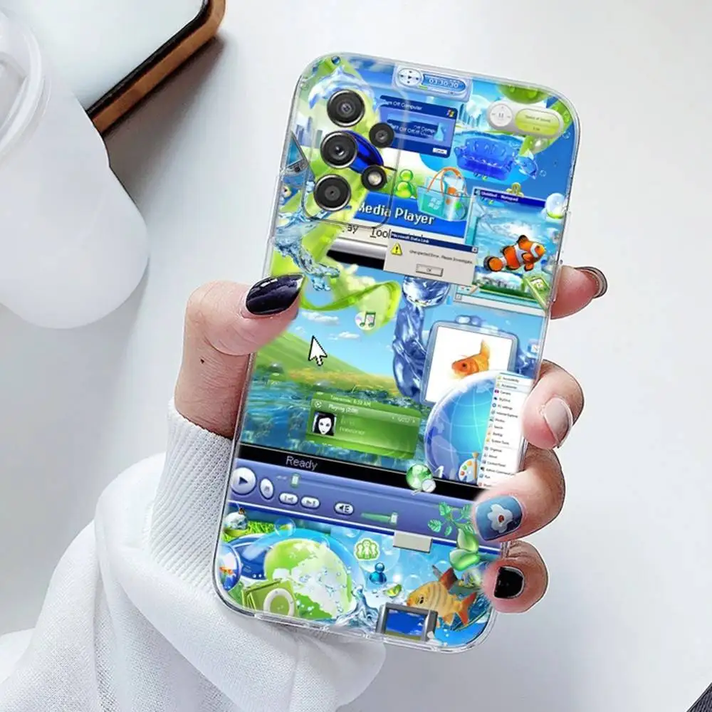 Funda de teléfono Frutiger Aero de silicona para Samsung S23,21,22,20 FE lite,S10,9,PIus,A70, suave y transparente