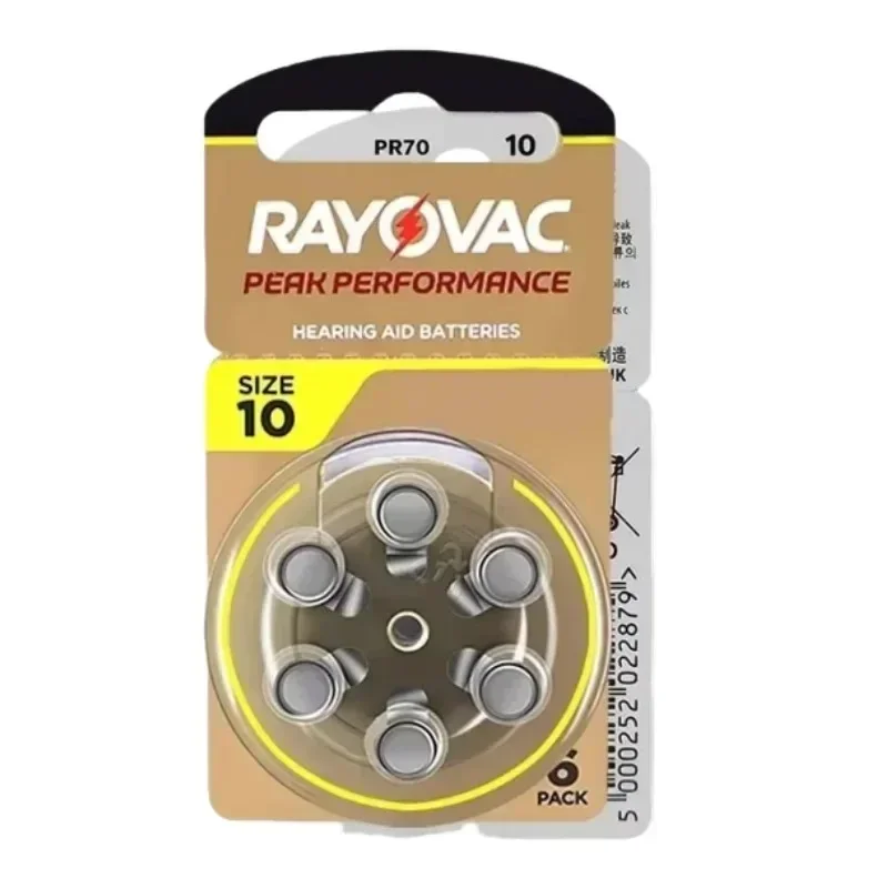 

120Pcs/20 Cards RAYOVAC PEAK Hearing Aid Batteries A10 ZA10 10A P10 PR70 High Performance Zinc Air Battery For Hearing Aids