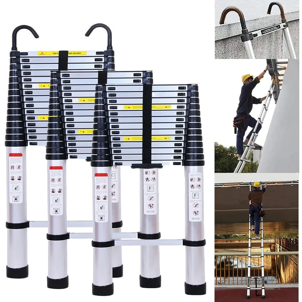 

Extension Ladder 16 Steps Ladder, 20.3Ft/ 6.2M Aluminum Alloy Thickened Single Straight Ladder with Wide Stairs and Anti-Slip Fo