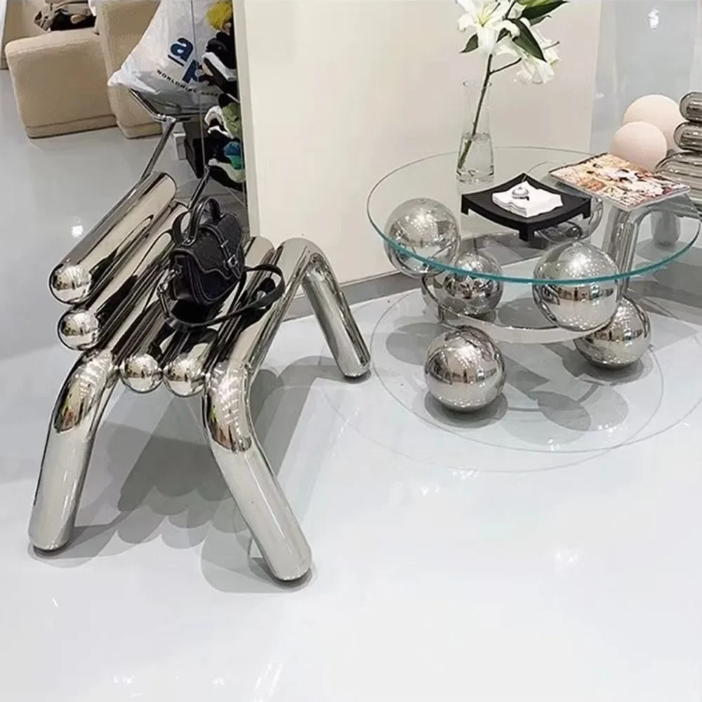 Stainless Steel Stool Living Room Creative Design Luxury Modern Ottoman Strong Load-bearing Capacity Furniture For Home