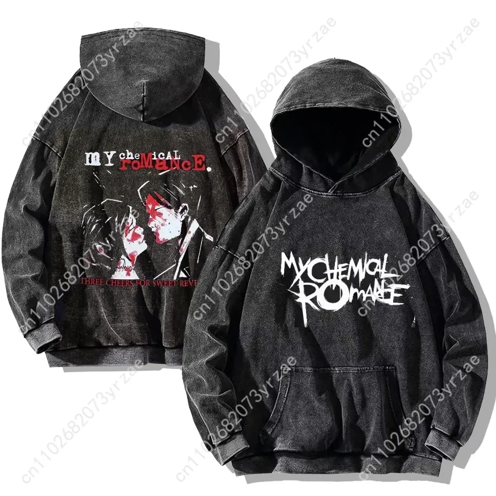 

My Chemical Romance Retro Wash Hoodie Super Soft Sweatshirt Mens Men's Pullover Fashion Sweatshirts Breathable Vintage Tops