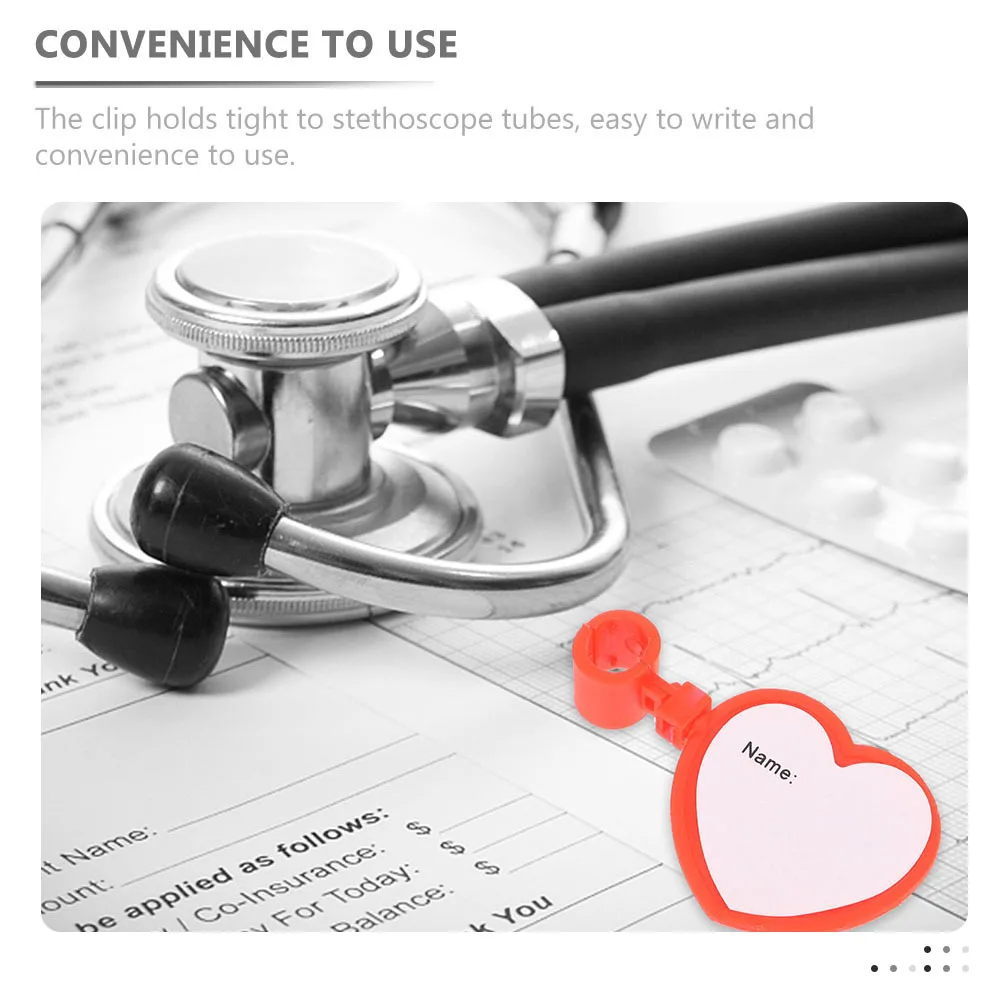 

6Pcs Stethoscope Name Card Clips Tube Identification Holders Reusable Double-Sided Practical Replacement Medical Supplies