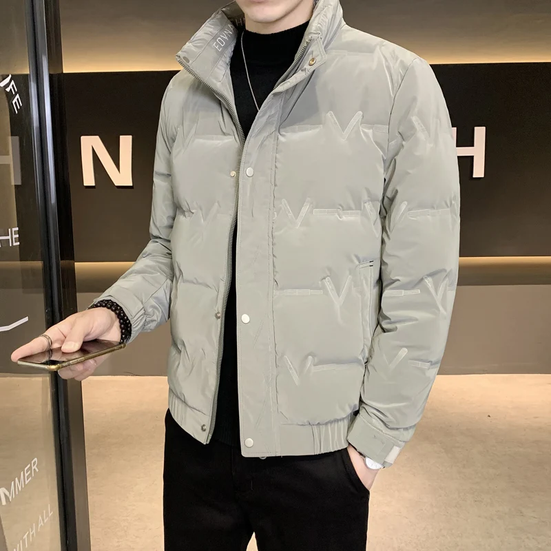 

Lightweight Thiened Stand Collar down Jaet Men's Faionable Winter Outerwear Youth Sle Waterproof Polyester Fiber