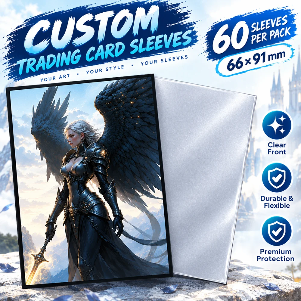 66X91MM Anime Card Sleeves 60PCS Glossy Back & Clear Front Card Protector for MTG Shield Outer Cover ( Angel )