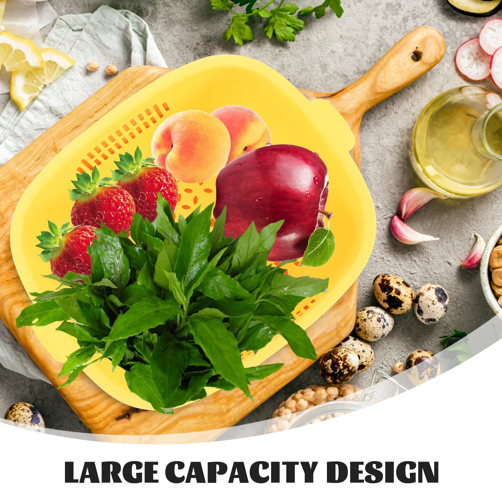 

1Pcs Double Layer Drain Basket Kitchen Fruit Vegetable Wash Storage Pink Yellow Eco-Friendly Large Capacity