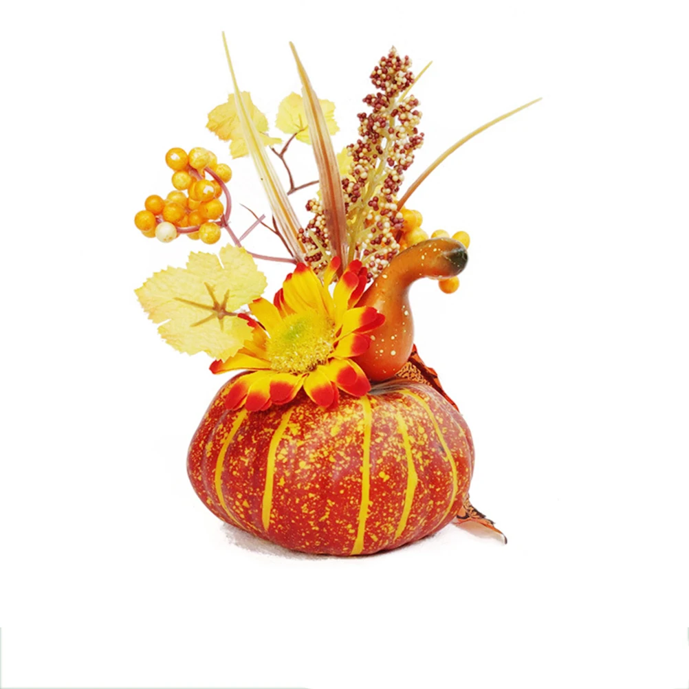

3 Pcs Simulated Pumpkin Ornament Combination Autumn Decor Maple Leaf Halloween Decorative Props Artificial Decoration