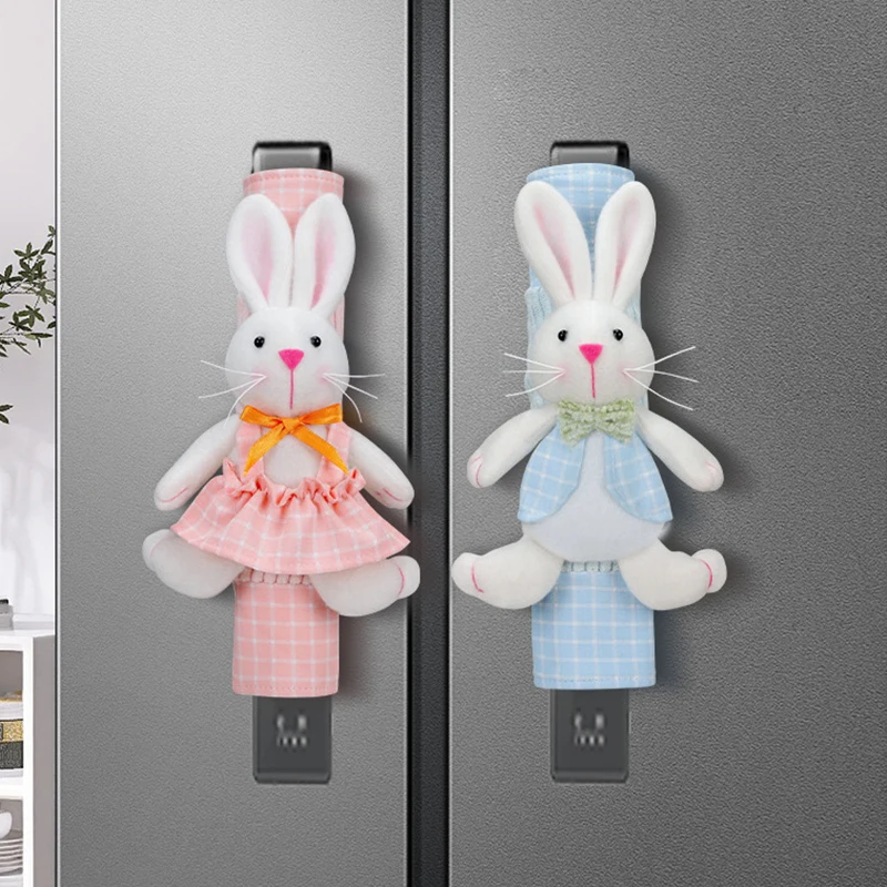 Refrigerator Door Handle Covers Set Of 2 Easter Cute Rabbit Bunny Egg Washable Fridge Dishwasher Mocrowave Oven Door Decor