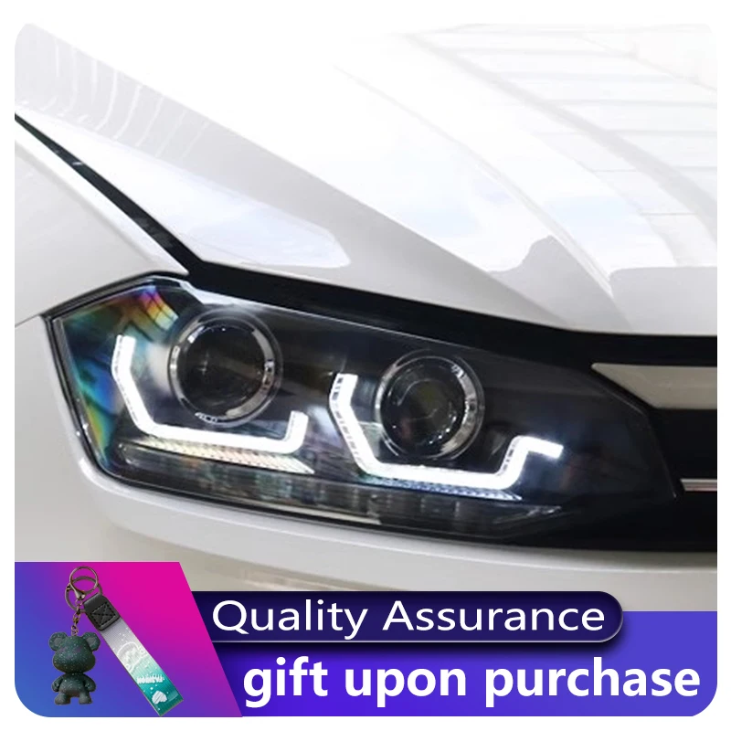 السيارات العلوي ل Volkswagen VW Polo 2019-2023 الجبهة ضوء DRL رئيس مصباح بدوره إشارة ديناميكية LED تكوين عدسة اكسسوارات السيارات