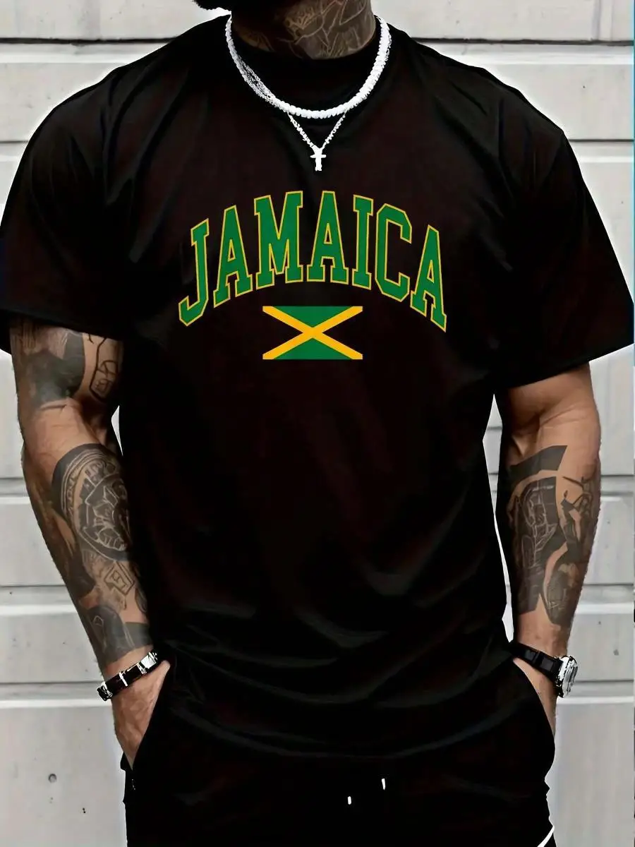 

100_ Cotton Jamaica Designs Jamaica Flag T-Shirt Women s Men Graphic Tee