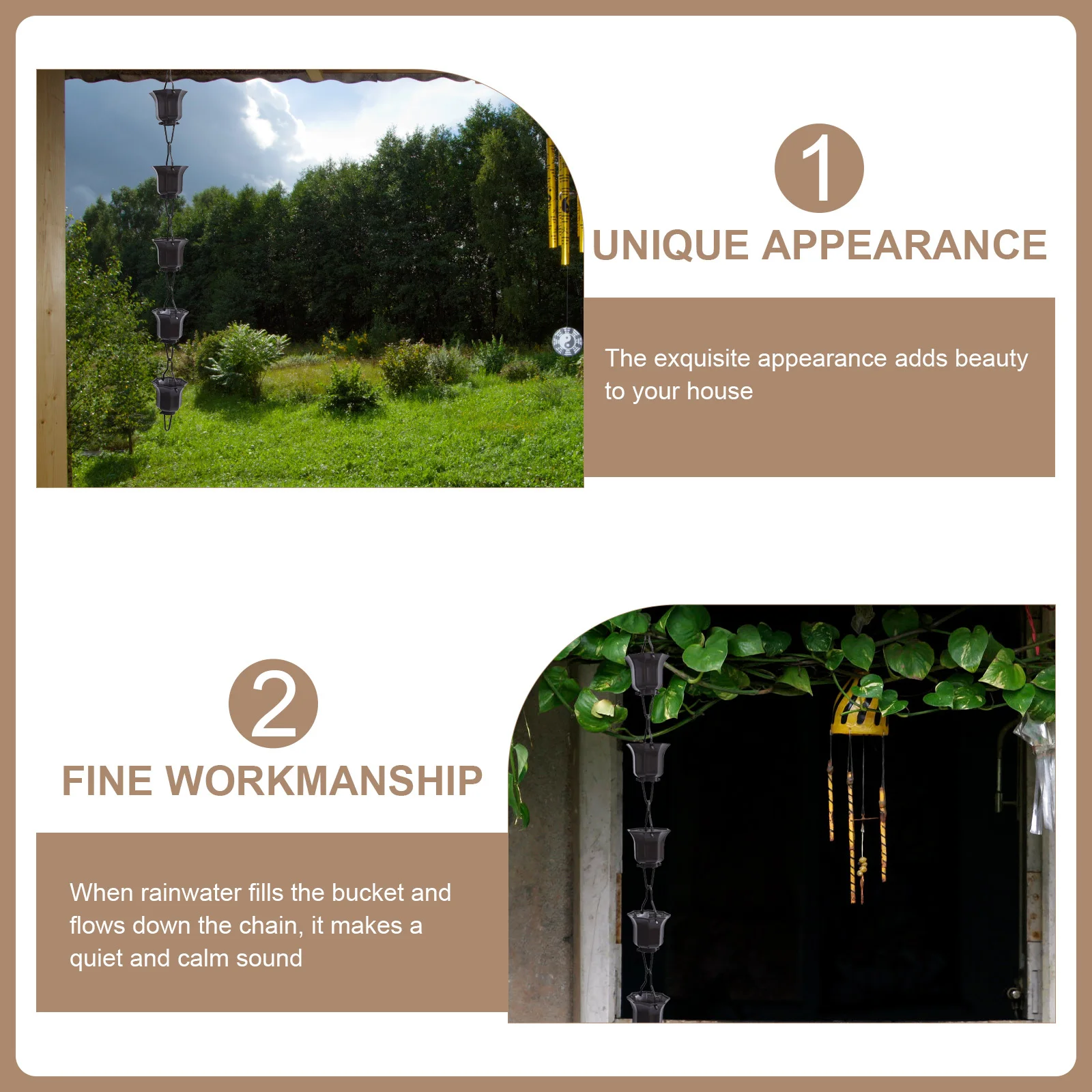 

1Pcs Lotus Cups Rain Chain Decorative Replacement for Gutter Downspout Garden Rain Chain Japanese Style Sound